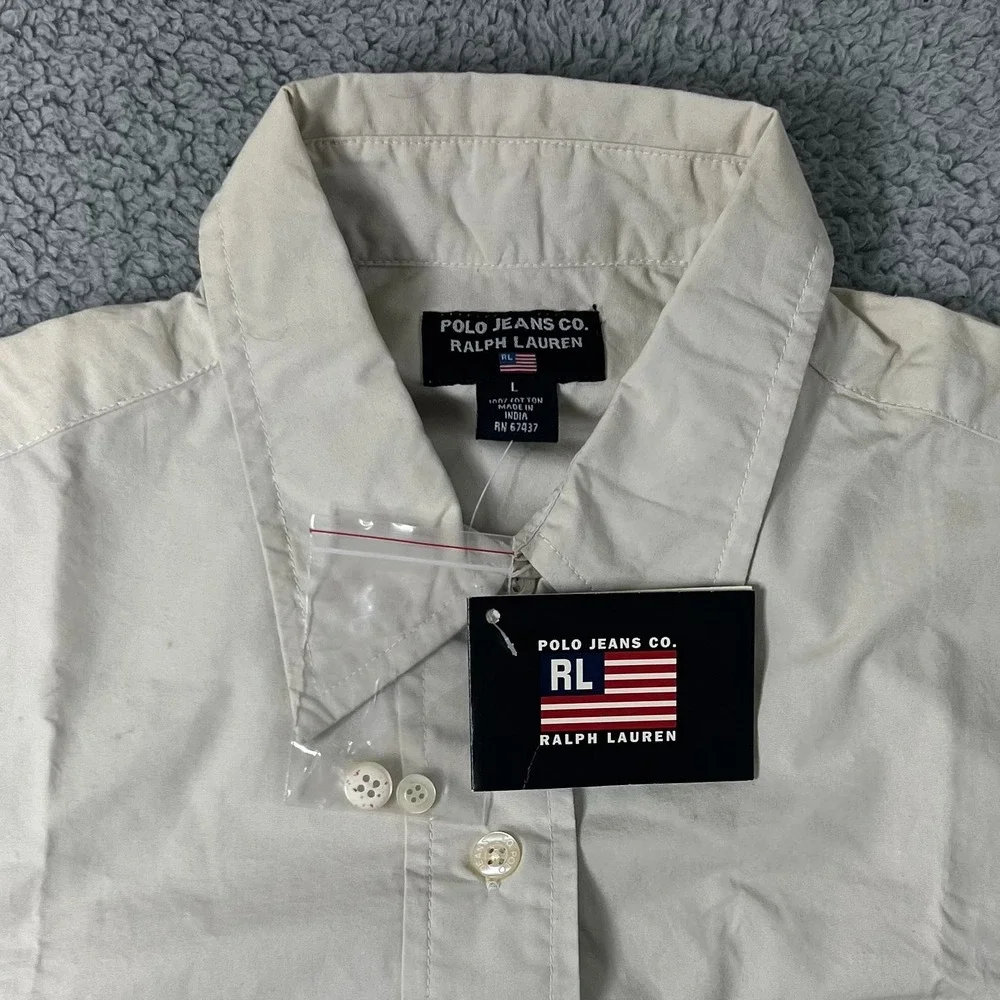 Polo Ralph Lauren Women's Cream Button-Front Shirt Dress - Picture 8 of 16